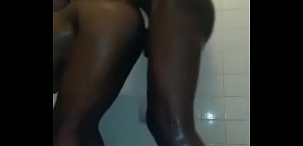  Ebony freak gets demolished in shower song facetime by scandalous grind on YouTube